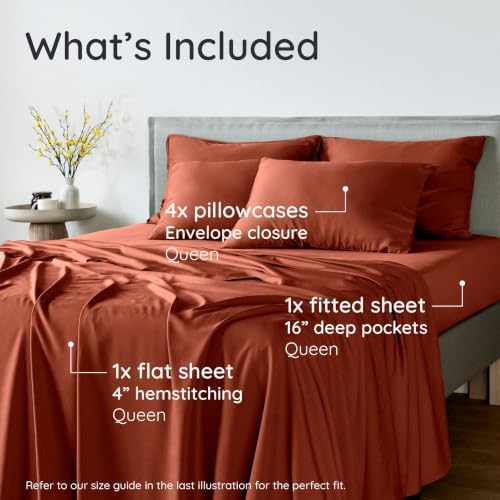 Bambaw 100% Viscose Derived from Bamboo Sheets Queen Size – 6pcs Queen Sheet - Image 2