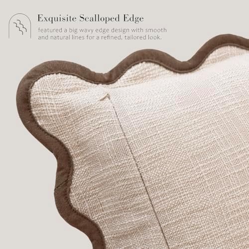 Foindtower Pack of 2 Decorative Scalloped Textured Throw Pillow Covers Accent - Image 3