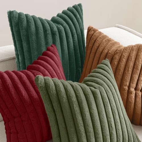 MIULEE Christmas Green Faux Fur Plush Decorative Throw Pillow Covers 18x18 - Image 5