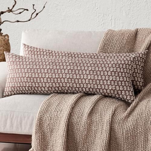 Foindtower Long Floral Print Lumbar Throw Pillow Covers 14×36 Inch, Wine Red by Foindtower