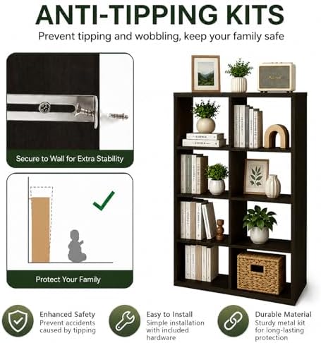 CTESNE【Wooden Thick Frame 8 Cube Storage Organizer Shelf - Image 5