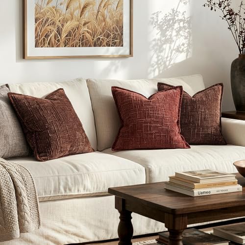 MIULEE Textured Decorative Fall Throw Pillow Covers Terracotta 18x18 - Image 7