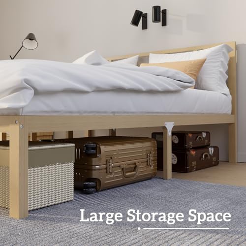 Bamboo Bed Frame with Headframe 12-Inch Solid Platform Bed with Wooden Slats - Image 3