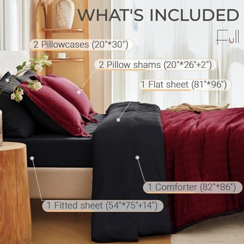 MUXHOMO Full Comforter Set 7 Pieces, Seersucker Bed in a Bag - Image 4
