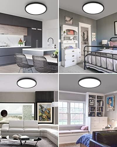 hepside 2PACK Flush Mount LED Ceiling Light Fixture Black, 12Inch 28Watt - Image 5