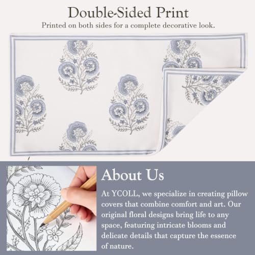 Vintage Floral 12x20 Lumbar Pillow Cover Pack of 1, Double-Sided Botanical - Image 3