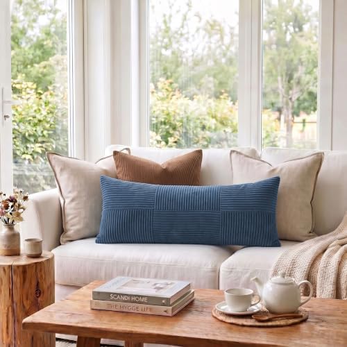 Fancy Homi Set of 1 Dusty Blue Boho Long Lumbar Body Decorative Throw Pillow - Image 2