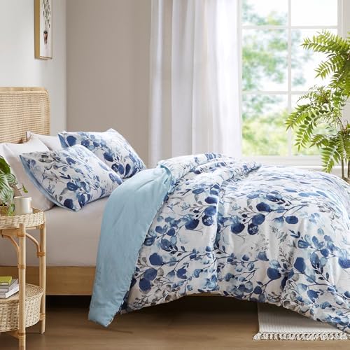 Lightweight Seersucker Botanical Queen Size Comforter Set, 3 Pieces Reversible - Image 3