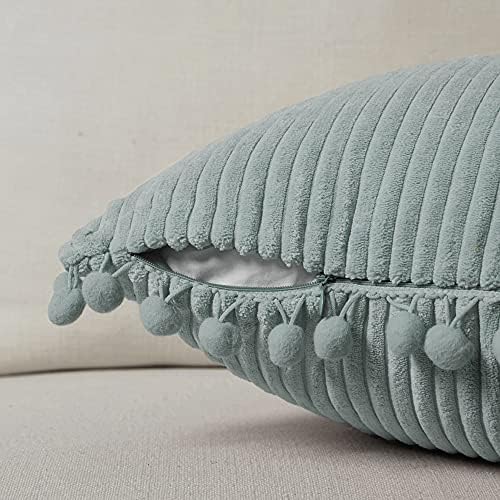 Fancy Homi 24x24 Pillow Covers, Super Soft Corduroy Square Solid Cushion Cover - Image 3