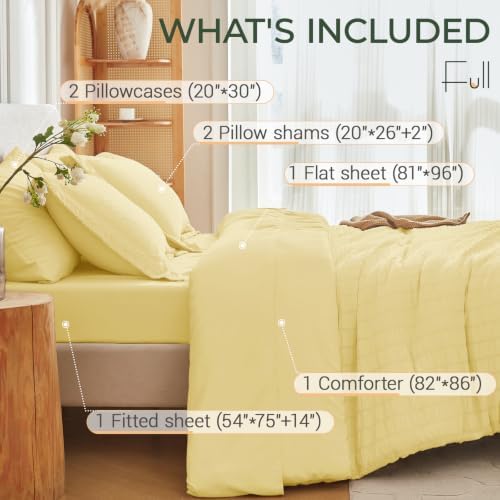 MUXHOMO Full Comforter Set 7 Pieces, Seersucker Bed in a Bag - Image 4