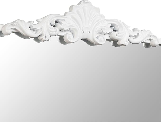 Ruomeng Traditional Wall Mirror, White Bathroom Mirror Baroque Inspired Wall Décor, Framed Mirror for Vanity Entryway and Living Room, 19” x 30.5”