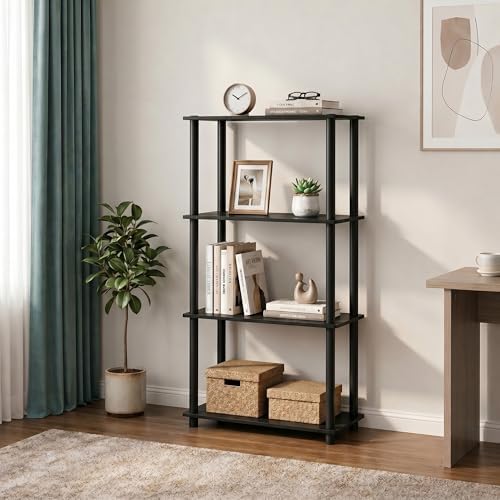 Furinno Turn-N-Tube Storage Shelves, 4-Tier Book Shelf, Corner Shelf, Toolless by Furinno-FitsYourSpaceFitsYourBudget