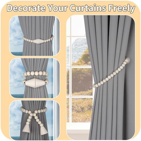 Meplait Magnetic Curtain Tiebacks, 4 Pack Boho Curtain Tie Backs - Image 3