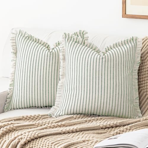 YEENAASY Throw Pillow Covers 20x20 Boho Striped Pillow Cases by YEENAASY