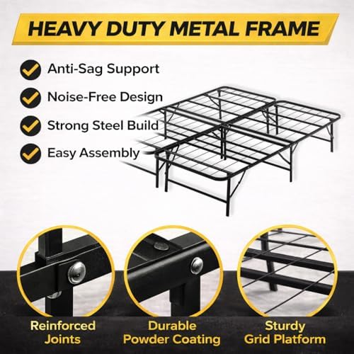 Greaton, 14-Inch Foldable Metal Platform Bed Frame - Image 4