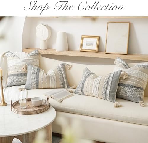 BlissBlush Gray Boho Throw Pillow Cover 20x20 Grey Decorative Accent Pillow - Image 6