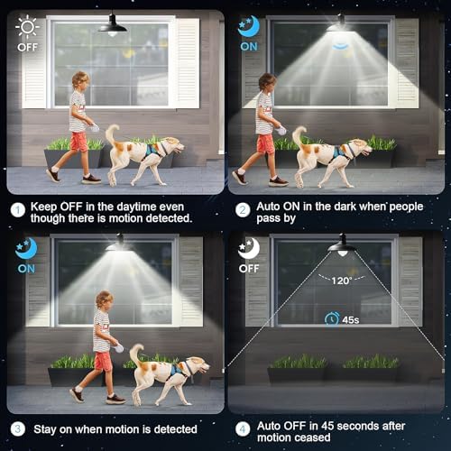 Motion Sensor Light Bulbs, E26 Dusk to Dawn Activated Security - Image 3