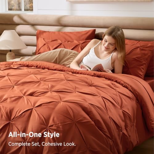 Bedsure 5-Piece Twin XL Comforter Set & Sheet Set, Terracotta Bed in a Bag - Image 5
