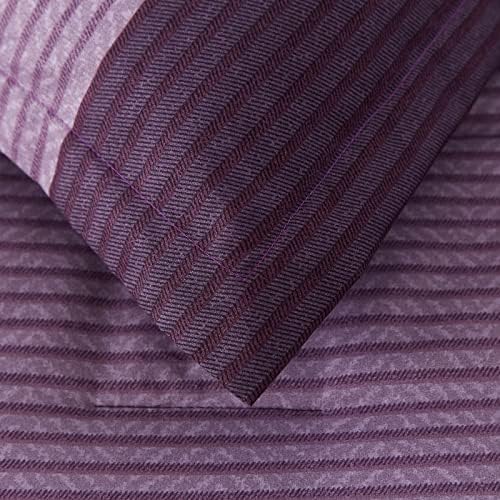 Anibedding Purple King Size Comforter Set, 7 Pieces Striped Bed in a Bag - Image 5