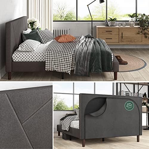 Zinus Judy Upholstered Platform Bed Frame, Mattress Foundation, Wood Slat - Image 4