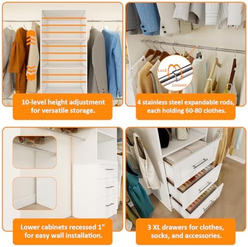 Closet System, 5FT-8FT Closet Organizer System - Image 5