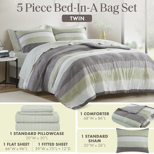 Madison Park Essentials Jaxon Twin Comforter Set, Bed in A Bag Comforter & - Image 5
