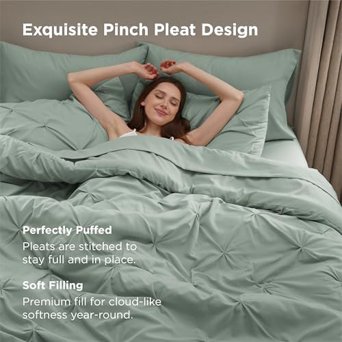 Bedsure 7-Piece Queen Comforter Set & Sheet Set, Sage Green Bed in a Bag - Image 4