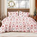 Christmas Comforter Set Queen Size, Bows and Santa Claus Bedding by Erwinmu
