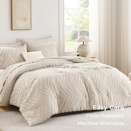 Andency Oversized Super King Comforter Set 120x120 Extra Large Bed Beige - Image 3