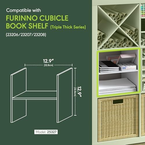 Furinno Cubicle H-Shelf Cube Insert, 2-Tier Cube Organizer, Plain White - Image 5