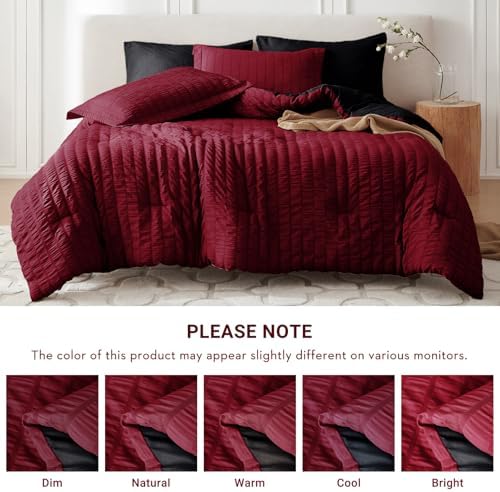 MUXHOMO Full Comforter Set 7 Pieces, Seersucker Bed in a Bag - Image 5