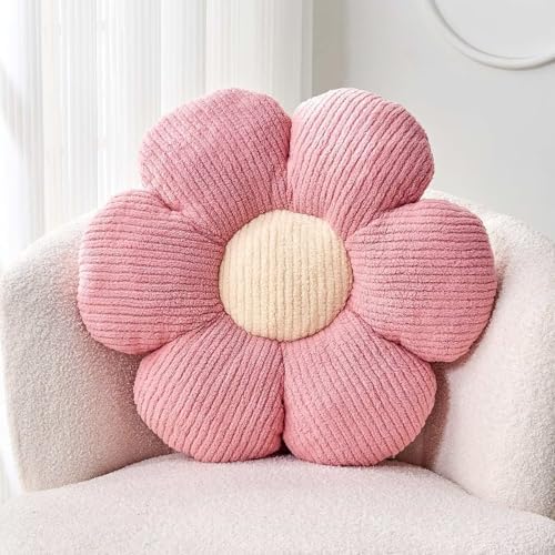 Flower Throw Pillow, Soft Pink 17.7" Shaped Floor Pillow by Kcvvcr