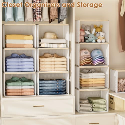 3 Pack Stackable Closet Organizers and Storage, Closet Shelves - Image 2