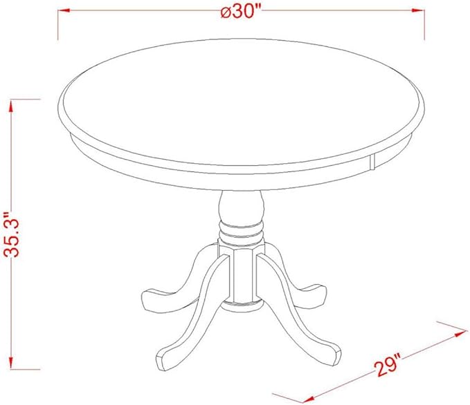 East West Furniture EDVN3-WHI-W 3 Piece Counter Height Dining Table Set Contains a Round Wooden Table with Pedestal and 2 Kitchen Dining Chairs, 30x30 Inch, Buttermilk & Cherry