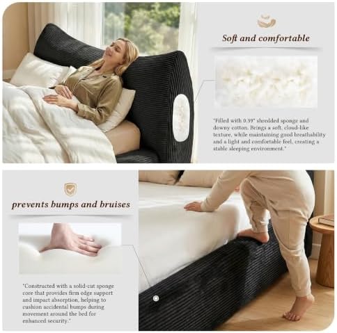 King Size Corduroy Cloud Bed Frame - Image 4