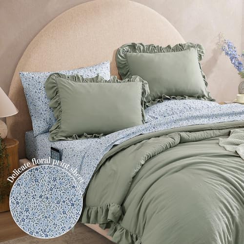 BLOOMHAVEN Oversized King Comforter Sets-7 Pieces Ruffle Bedding - Image 2