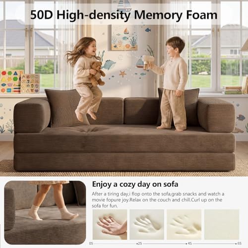 79" Convertible Futon Sofa Bed, Boneless Couch - Image 5
