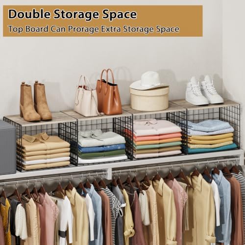 4PCS Wider Closet Organizers and Storage, Stackable Closet Shelf Organizer - Image 4