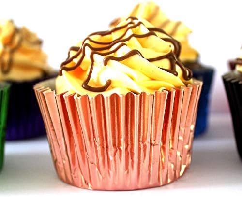Eoonfirst Rose Gold Foil Cupcake Case Liners Valentine's Day Baking Muffin Paper Cups 198 Pcs