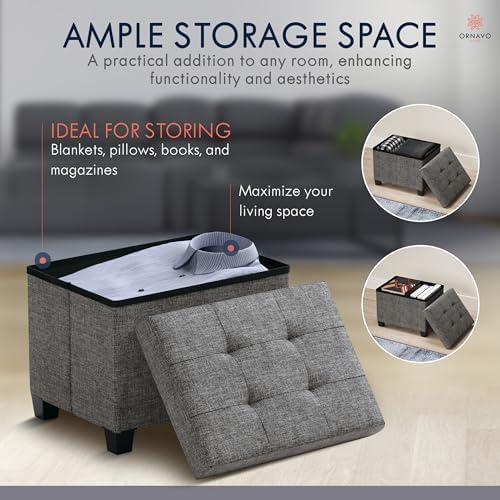 Ornavo Home Small Rectangle Storage Ottoman - Image 5