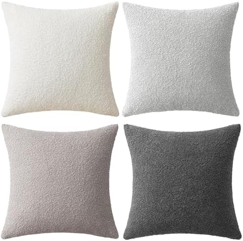 MIULEE Decorative Boucle Throw Pillow Covers 18x18 Inch Grey Set of 4 - Image 6