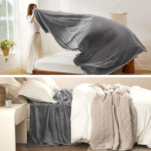 Bedsure GentleSoft Fleece Bed Blankets Full Size Grey - Image 5