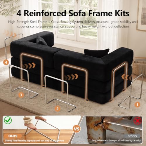 79" Boneless Couch for Living Room, Futon Sleeper Sofa Bed - Image 5