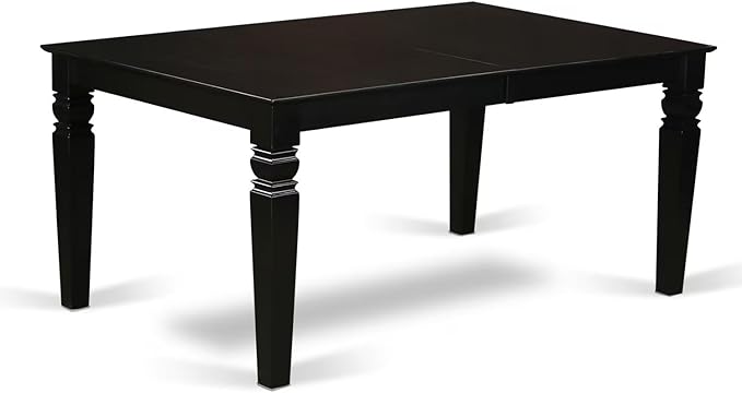 East West Furniture LGAN7-BLK-C 7 Piece Kitchen Table Set Consist of a Rectangle Dining Table with Butterfly Leaf and 6 Linen Fabric Dining Room Chairs, 42x84 Inch, Black