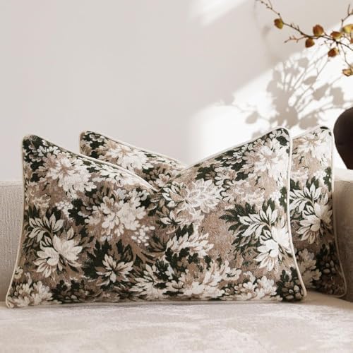 DEZENE Pack of 2 Vintage Floral Pillow Covers 12x20 Boho Farmhouse Accents by DEZENE