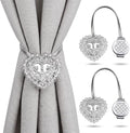 2 Pack Crystal Heart Magnetic Curtain Tiebacks Window Holdback Buckles by Mikomer
