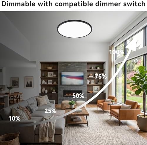 hepside 15.8INCH Big Dimmable Flush Mount Ceiling Light Fixture Black, 3CCT - Image 2