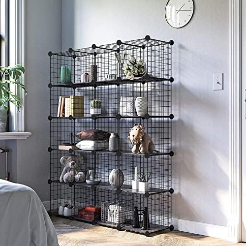 Wire Cube Storage Organizer, 9-Cube Metal Storage Shelves Bookshelf, Stackable - Image 2