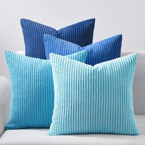 Topfinel Blue Decorative Throw Pillow Covers 16x16 Inch Set of 4, Soft Accent by Topfinel