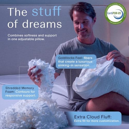 DreamyBlue Signature Adjustable Shredded Memory Foam Pillow Queen - Image 3